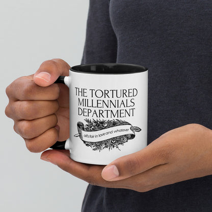 The Tortured Millennials Department Accent Coffee Mug | Funny Millennial Gift Black Interior - Spinsterly Co