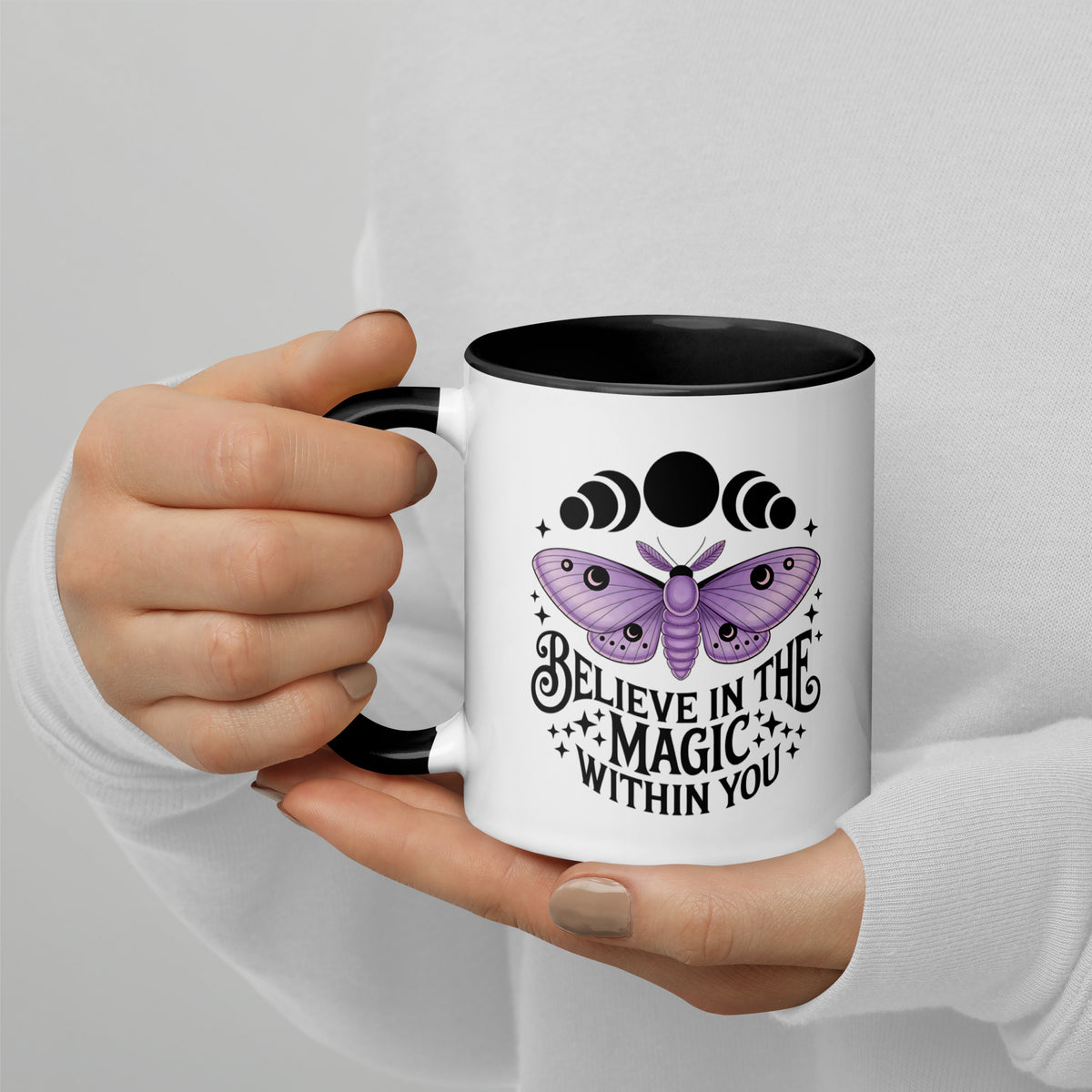 Believe in the Magic Within You Moth & Moon Accent Coffee Mug | Witchy Inspirational Gift - Spinsterly Co