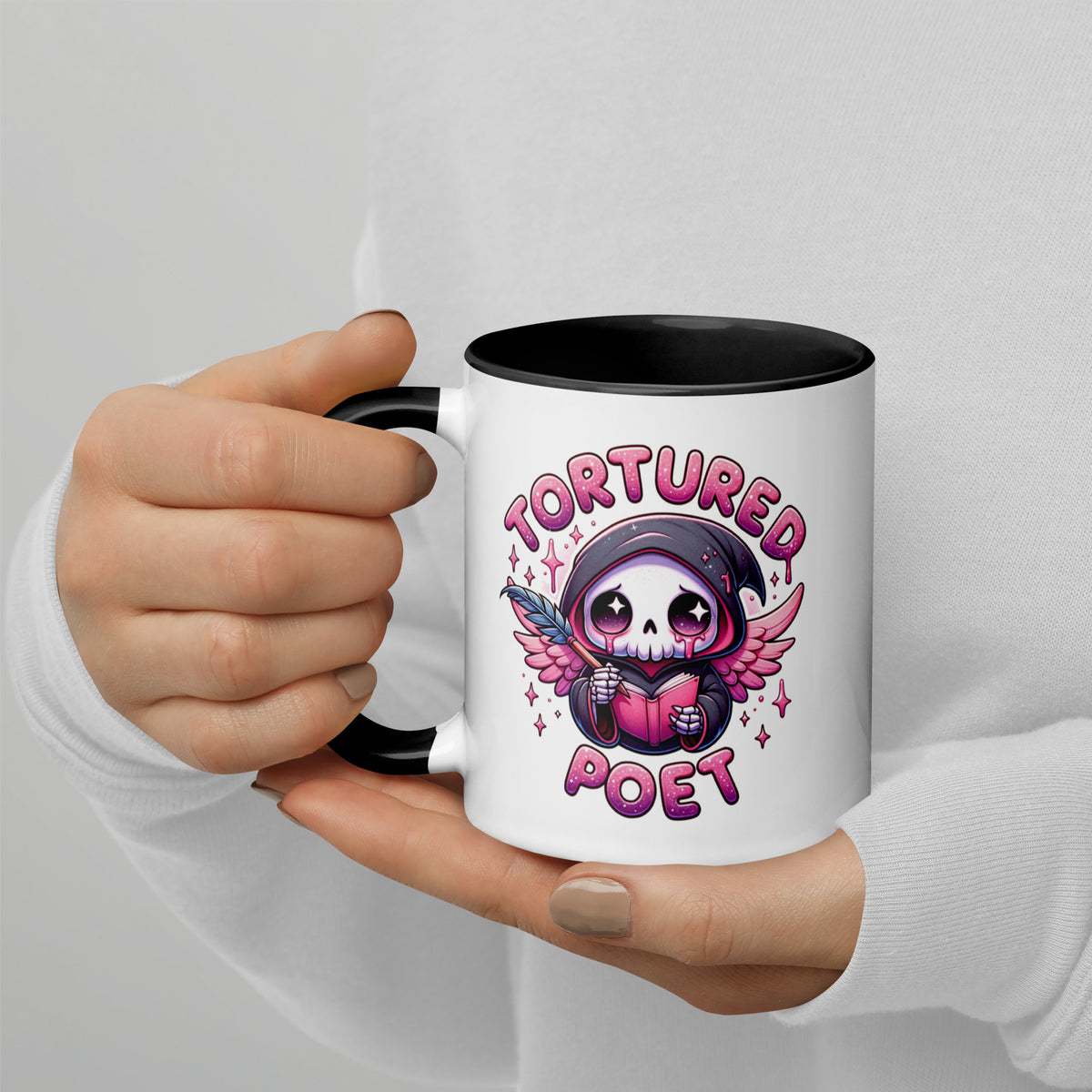 Tortured Poet Kawaii Grim Reaper Accent Coffee Mug | Funny Poet Music Fan Gift - Spinsterly Co