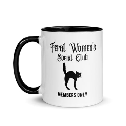 Feral Women's Social Club Accent Coffee Mug | Funny Witchy Cat Lady Gift - Spinsterly Co