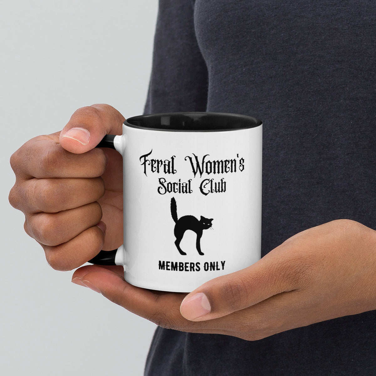 Feral Women's Social Club Accent Coffee Mug | Funny Witchy Cat Lady Gift - Spinsterly Co