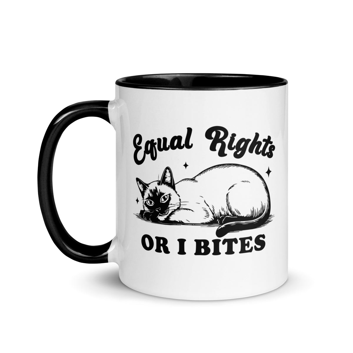 Equal Rights or I Bites Siamese Cat Accent Coffee Mug | Funny Feminist Cat Lady Gift - Spinsterly Co