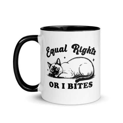 Equal Rights or I Bites Siamese Cat Accent Coffee Mug | Funny Feminist Cat Lady Gift - Spinsterly Co