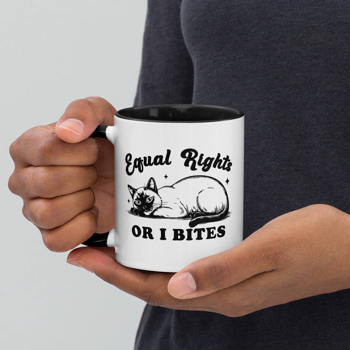Equal Rights or I Bites Siamese Cat Accent Coffee Mug | Funny Feminist Cat Lady Gift - Spinsterly Co