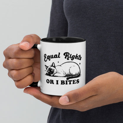 Equal Rights or I Bites Siamese Cat Accent Coffee Mug | Funny Feminist Cat Lady Gift - Spinsterly Co