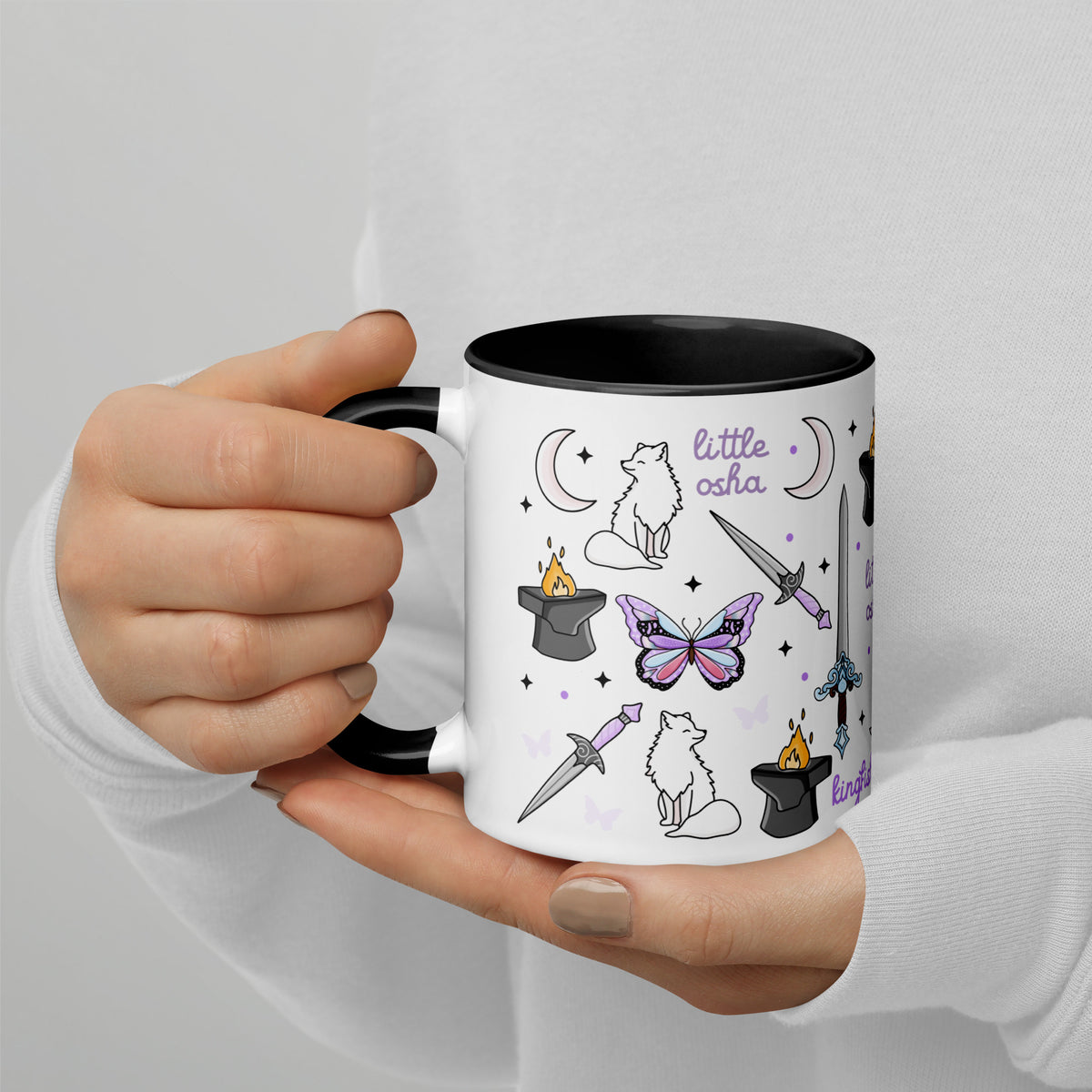 Little Osha Fantasy Scatter Pattern Accent Coffee Mug | Dark Fantasy Bookish Gift - Spinsterly Co