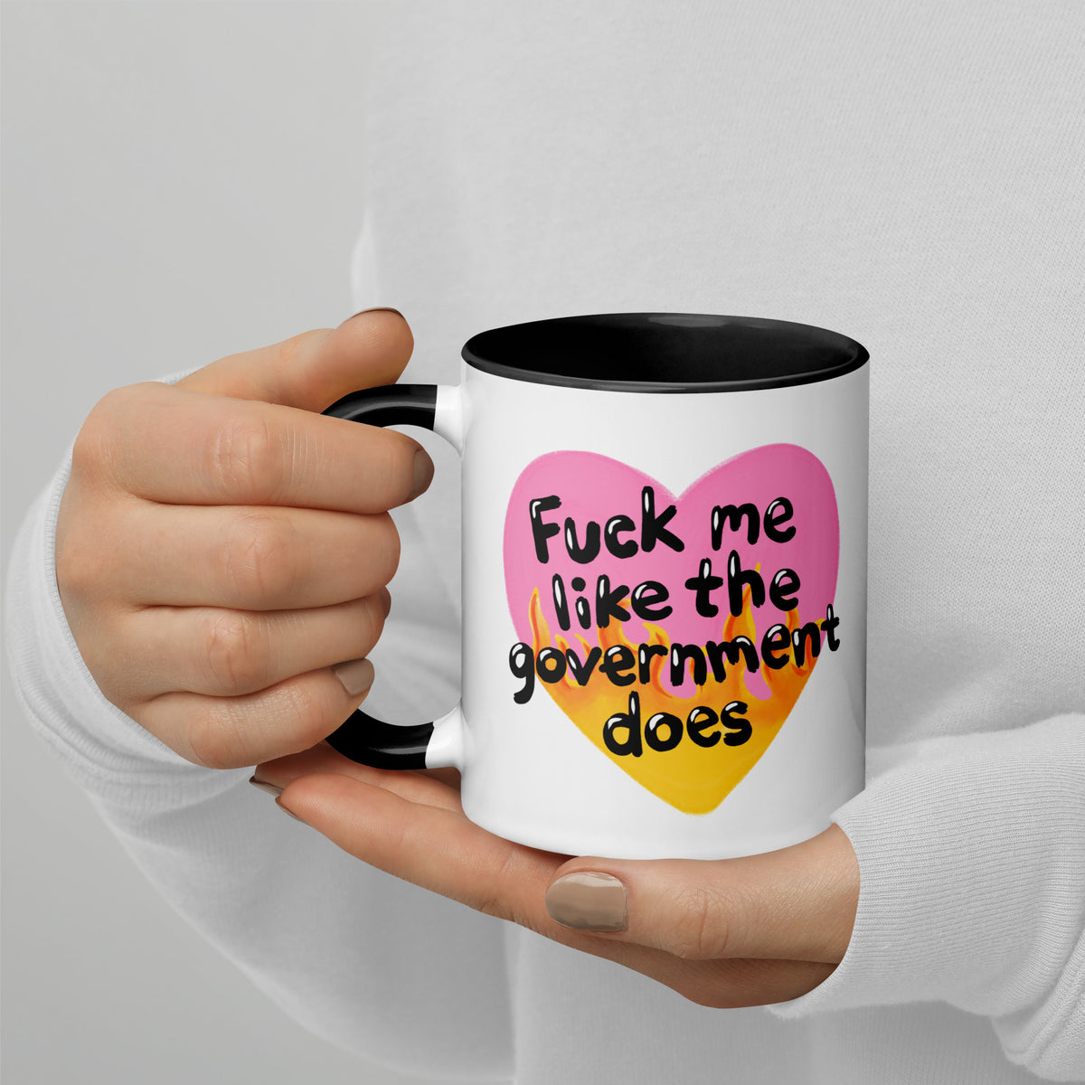 F*ck Me Like the Government Does Flame Heart Accent Coffee Mug | Funny Political Gift - Spinsterly Co