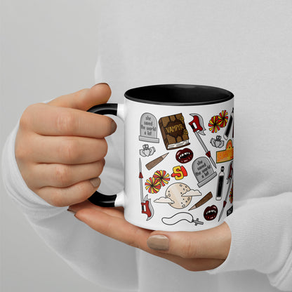 She Saved the World a Lot Slayer Scatter Pattern Accent Coffee Mug | Dark Fantasy Fan Gift - Spinsterly Co