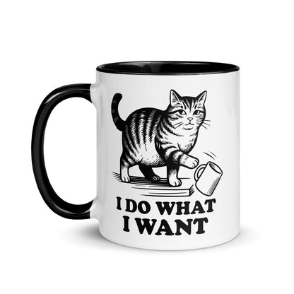 I Do What I Want Cat Knocking Mug Accent Coffee Mug | Funny Cat Lady Gift - Spinsterly Co