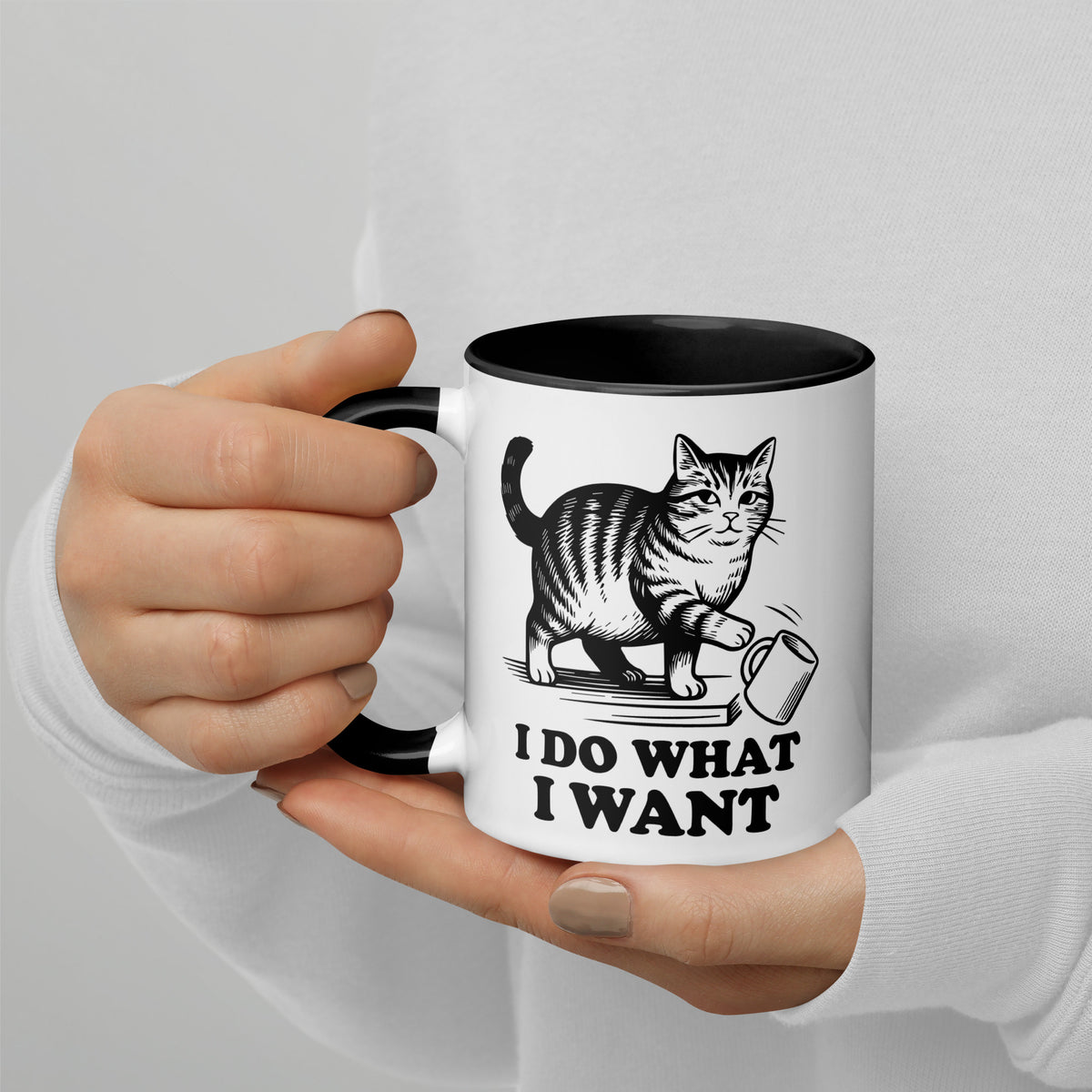 I Do What I Want Cat Knocking Mug Accent Coffee Mug | Funny Cat Lady Gift - Spinsterly Co
