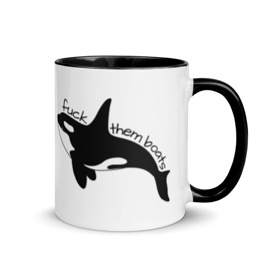 F*ck Them Boats Orca Accent Coffee Mug | Funny Orca Whale Gift Black Interior - Spinsterly Co