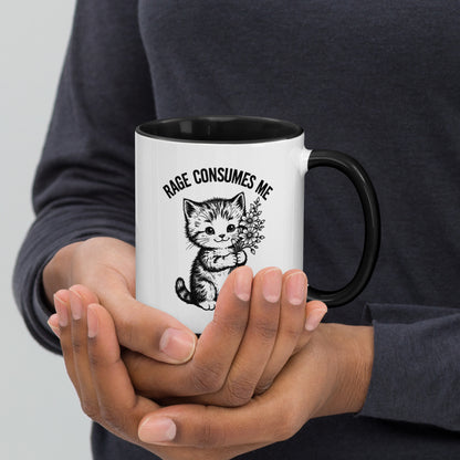 Rage Consumes Me Angry Cat Accent Coffee Mug | Funny Sarcastic Black Interior Gift - Spinsterly Co