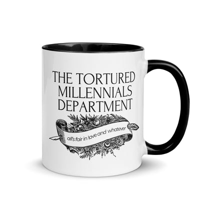 The Tortured Millennials Department Accent Coffee Mug | Funny Millennial Gift Black Interior - Spinsterly Co