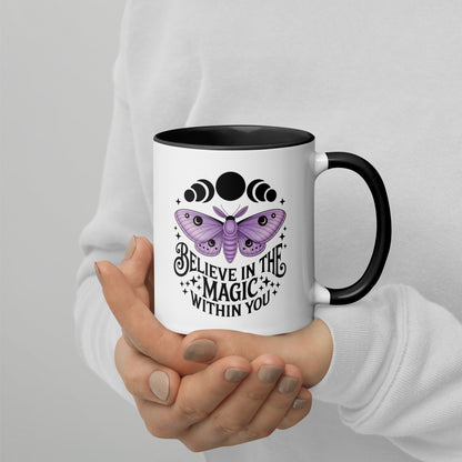 Believe in the Magic Within You Moth & Moon Accent Coffee Mug | Witchy Inspirational Gift - Spinsterly Co