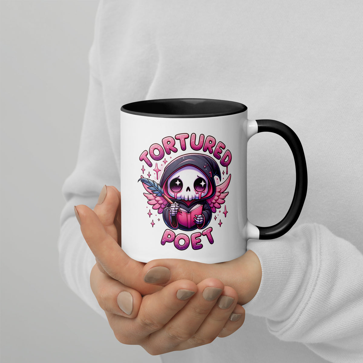 Tortured Poet Kawaii Grim Reaper Accent Coffee Mug | Funny Poet Music Fan Gift - Spinsterly Co