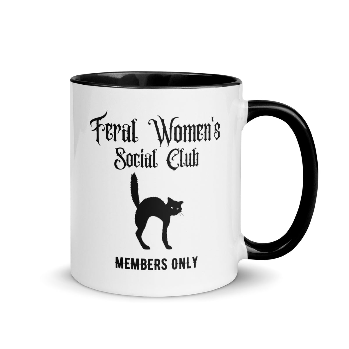 Feral Women's Social Club Accent Coffee Mug | Funny Witchy Cat Lady Gift - Spinsterly Co