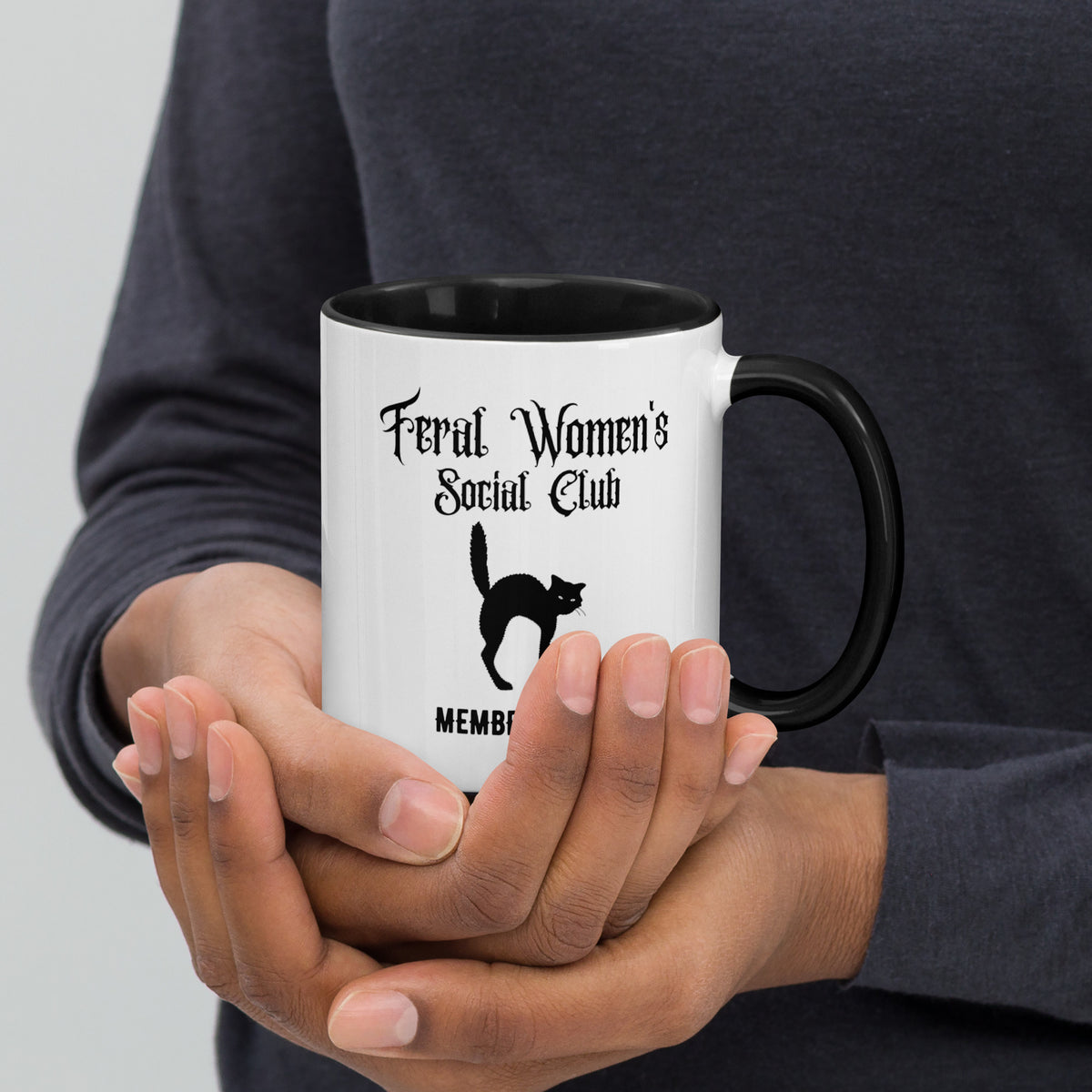 Feral Women's Social Club Accent Coffee Mug | Funny Witchy Cat Lady Gift - Spinsterly Co