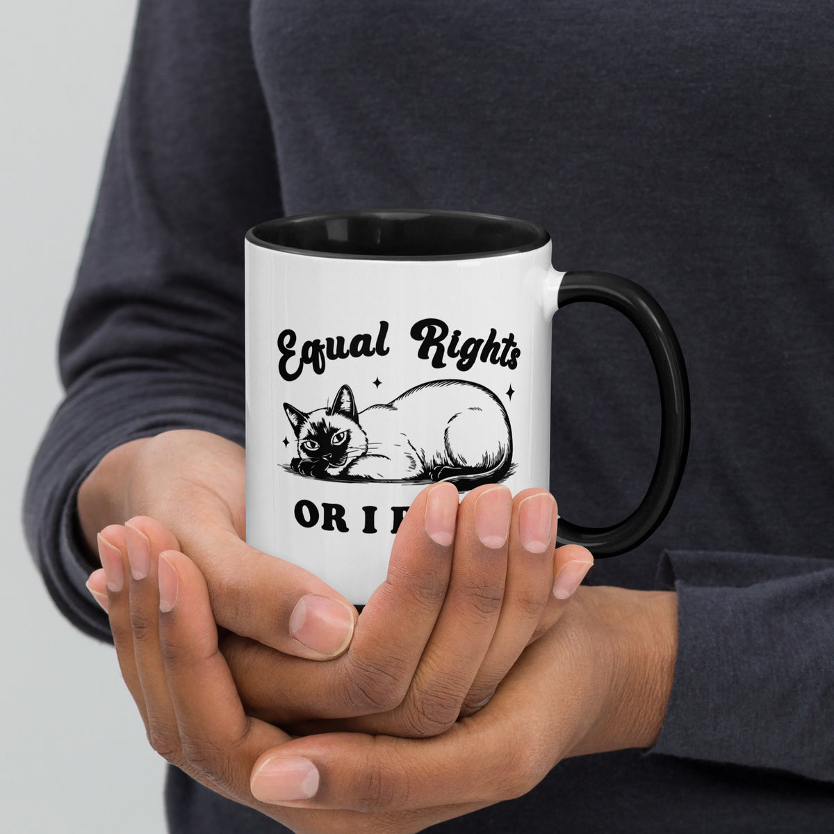 Equal Rights or I Bites Siamese Cat Accent Coffee Mug | Funny Feminist Cat Lady Gift - Spinsterly Co