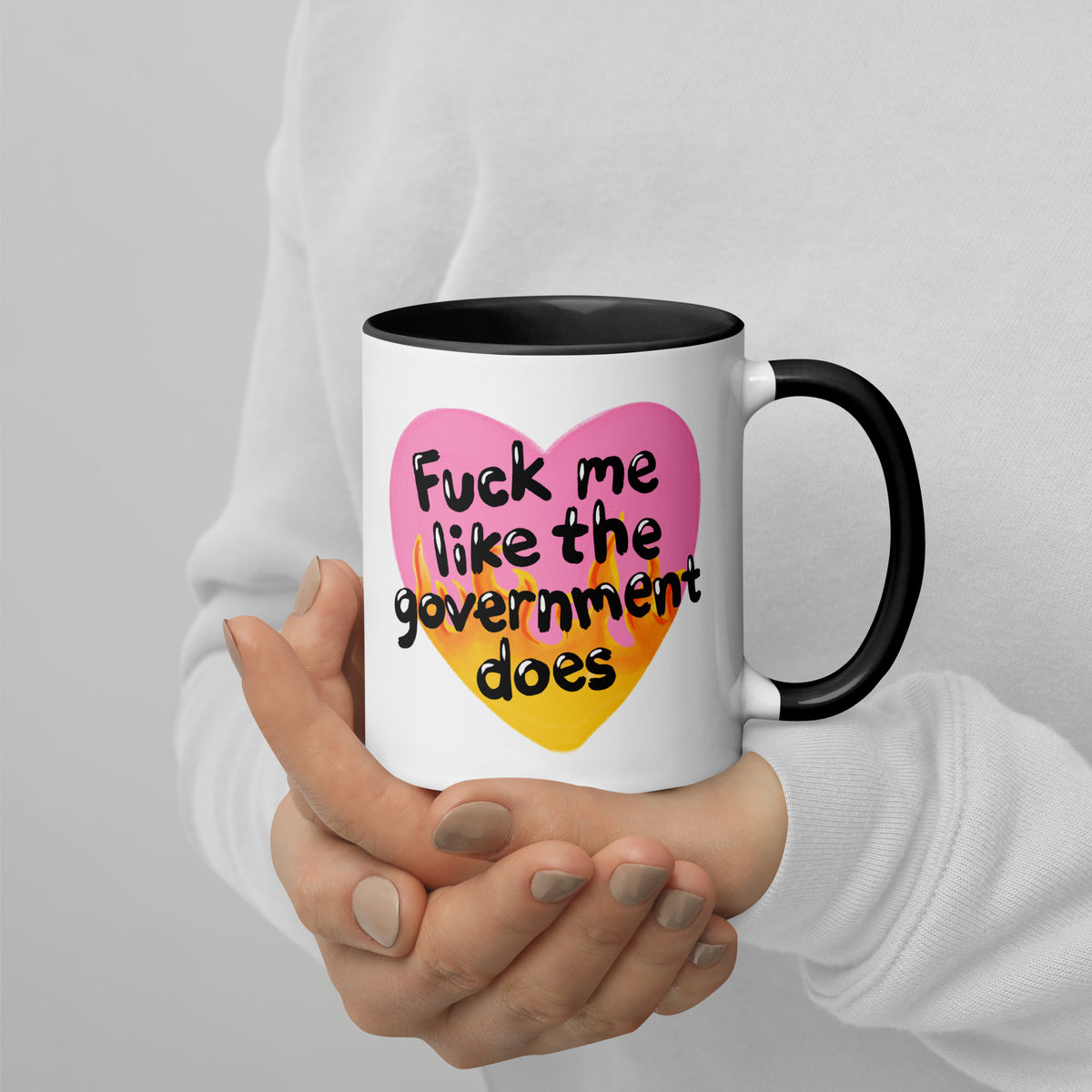 F*ck Me Like the Government Does Flame Heart Accent Coffee Mug | Funny Political Gift - Spinsterly Co