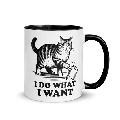 I Do What I Want Cat Knocking Mug Accent Coffee Mug | Funny Cat Lady Gift - Spinsterly Co