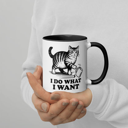 I Do What I Want Cat Knocking Mug Accent Coffee Mug | Funny Cat Lady Gift - Spinsterly Co