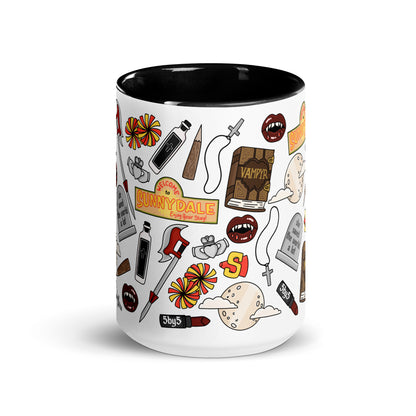 She Saved the World a Lot Slayer Scatter Pattern Accent Coffee Mug | Dark Fantasy Fan Gift - Spinsterly Co