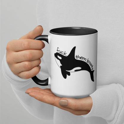 F*ck Them Boats Orca Accent Coffee Mug | Funny Orca Whale Gift Black Interior - Spinsterly Co