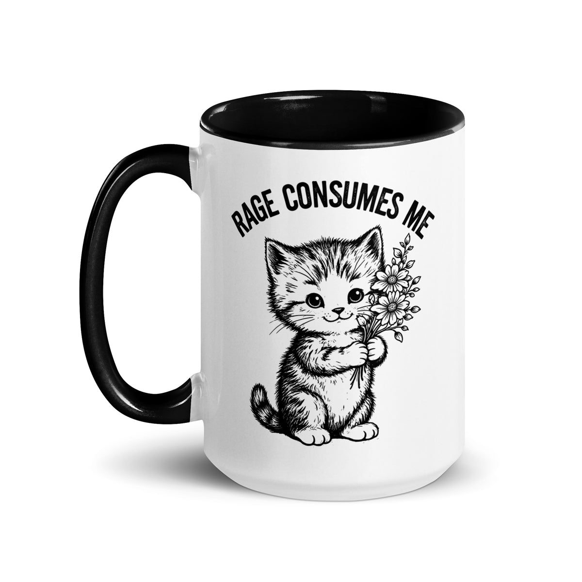 Rage Consumes Me Angry Cat Accent Coffee Mug | Funny Sarcastic Black Interior Gift - Spinsterly Co
