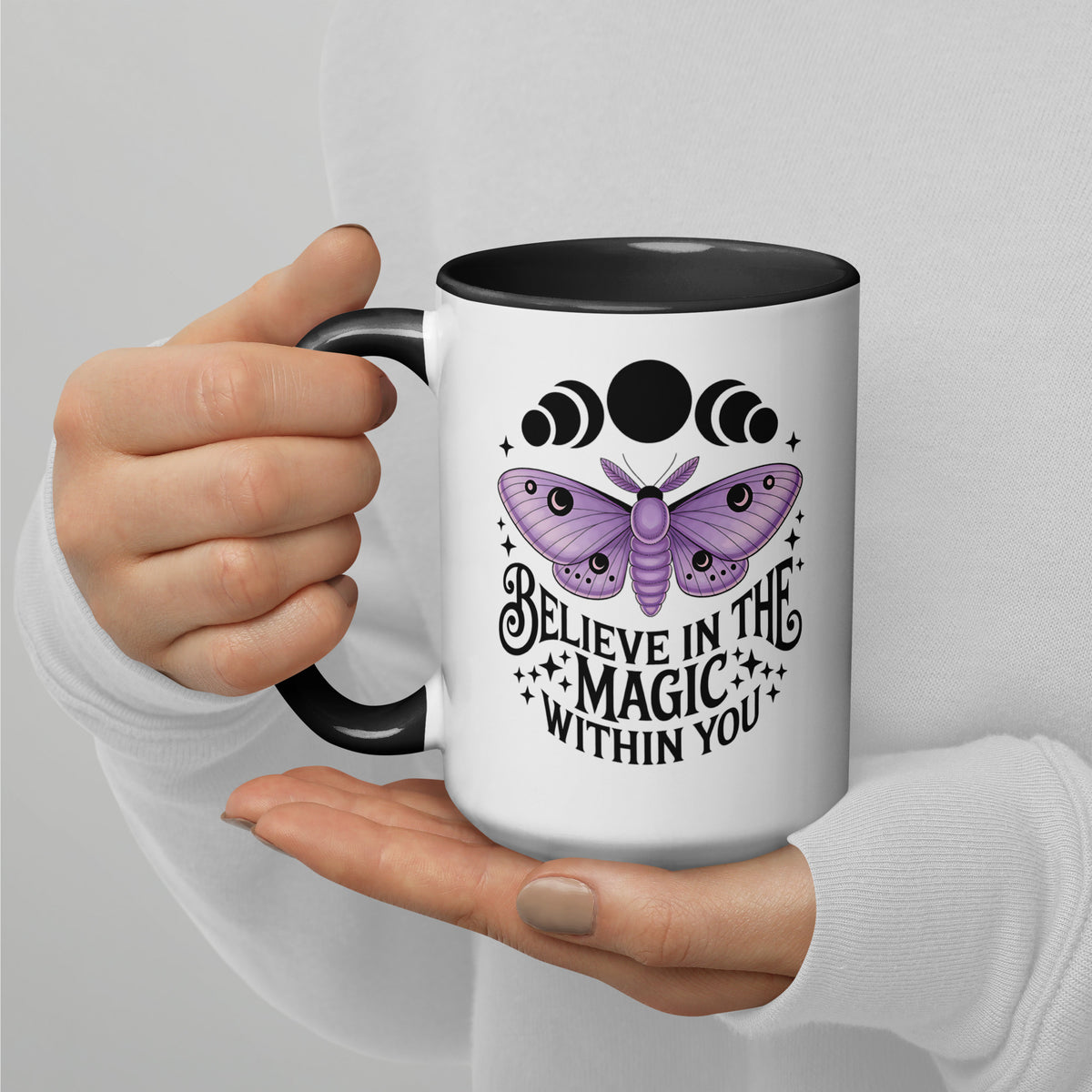 Believe in the Magic Within You Moth & Moon Accent Coffee Mug | Witchy Inspirational Gift - Spinsterly Co
