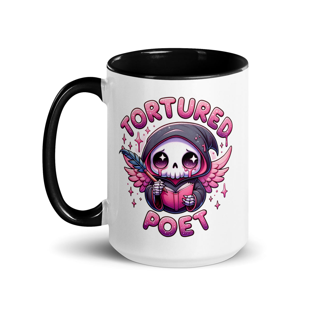 Tortured Poet Kawaii Grim Reaper Accent Coffee Mug | Funny Poet Music Fan Gift - Spinsterly Co