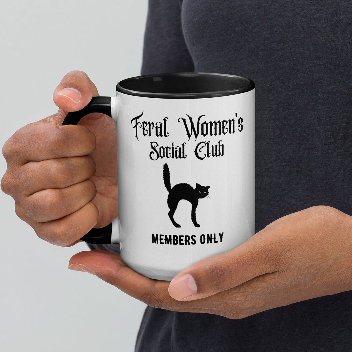 Feral Women's Social Club Accent Coffee Mug | Funny Witchy Cat Lady Gift - Spinsterly Co