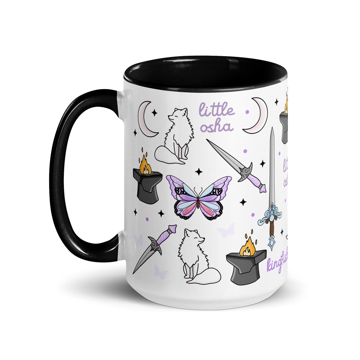 Little Osha Fantasy Scatter Pattern Accent Coffee Mug | Dark Fantasy Bookish Gift - Spinsterly Co