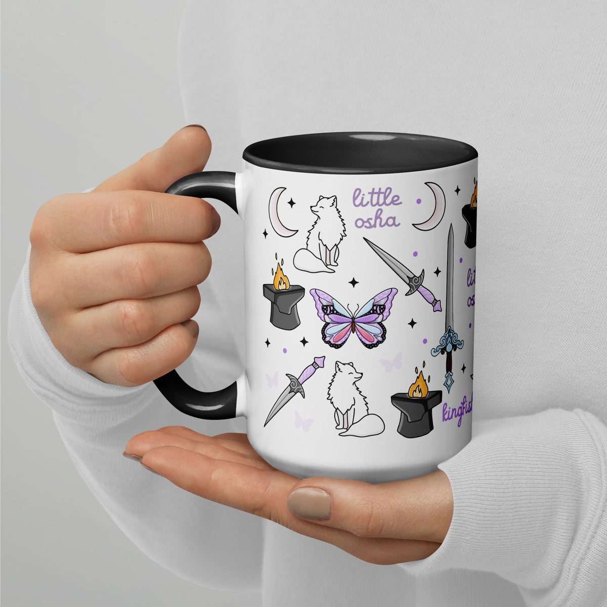 Little Osha Fantasy Scatter Pattern Accent Coffee Mug | Dark Fantasy Bookish Gift - Spinsterly Co