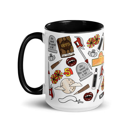 She Saved the World a Lot Slayer Scatter Pattern Accent Coffee Mug | Dark Fantasy Fan Gift - Spinsterly Co