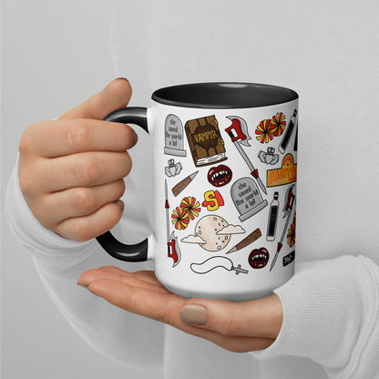 She Saved the World a Lot Slayer Scatter Pattern Accent Coffee Mug | Dark Fantasy Fan Gift - Spinsterly Co