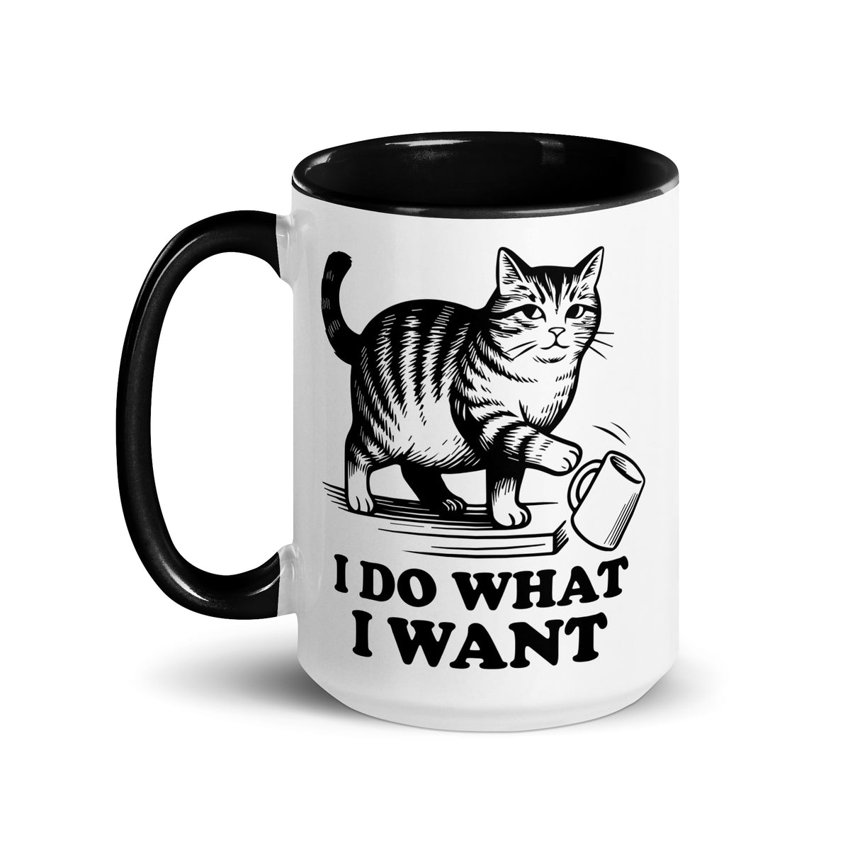 I Do What I Want Cat Knocking Mug Accent Coffee Mug | Funny Cat Lady Gift - Spinsterly Co