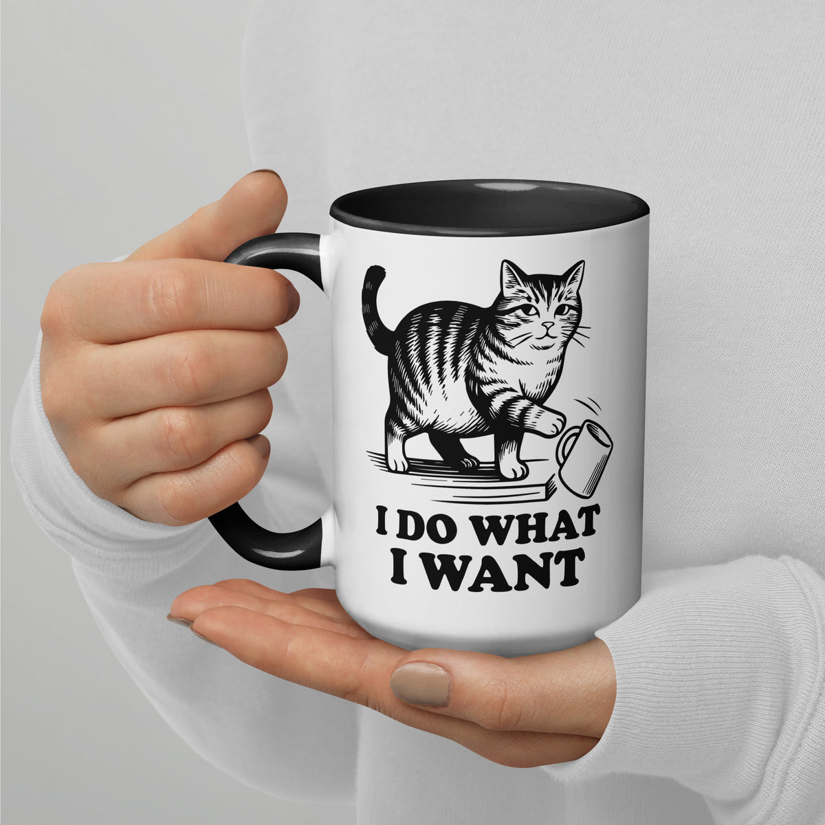 I Do What I Want Cat Knocking Mug Accent Coffee Mug | Funny Cat Lady Gift - Spinsterly Co