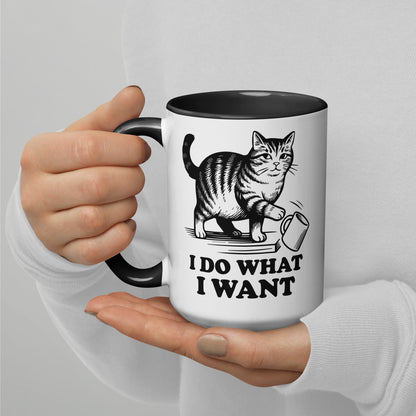 I Do What I Want Cat Knocking Mug Accent Coffee Mug | Funny Cat Lady Gift - Spinsterly Co