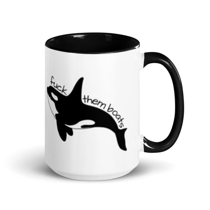 F*ck Them Boats Orca Accent Coffee Mug | Funny Orca Whale Gift Black Interior - Spinsterly Co