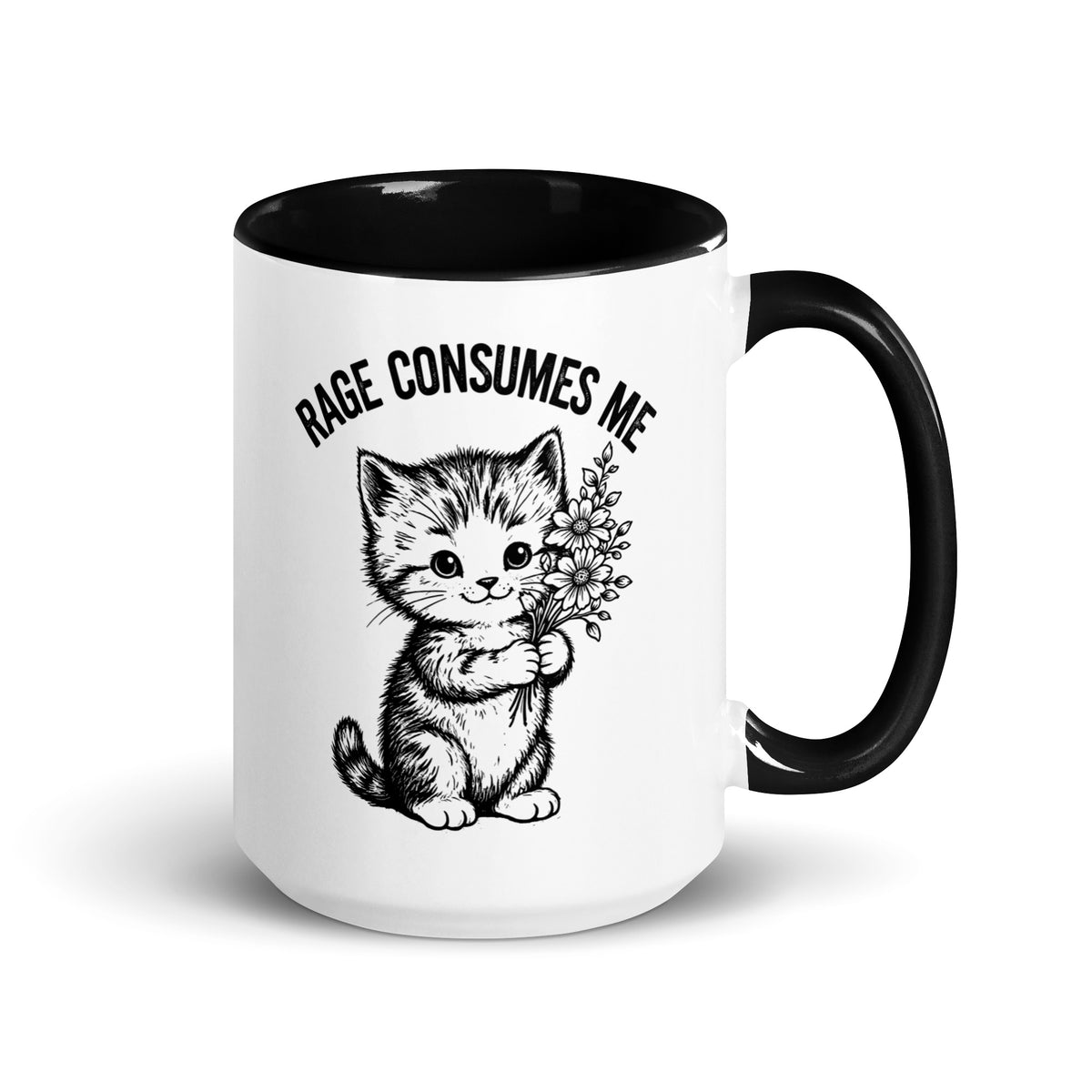 Rage Consumes Me Angry Cat Accent Coffee Mug | Funny Sarcastic Black Interior Gift - Spinsterly Co