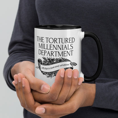 The Tortured Millennials Department Accent Coffee Mug | Funny Millennial Gift Black Interior - Spinsterly Co