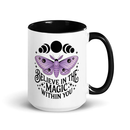 Believe in the Magic Within You Moth & Moon Accent Coffee Mug | Witchy Inspirational Gift - Spinsterly Co