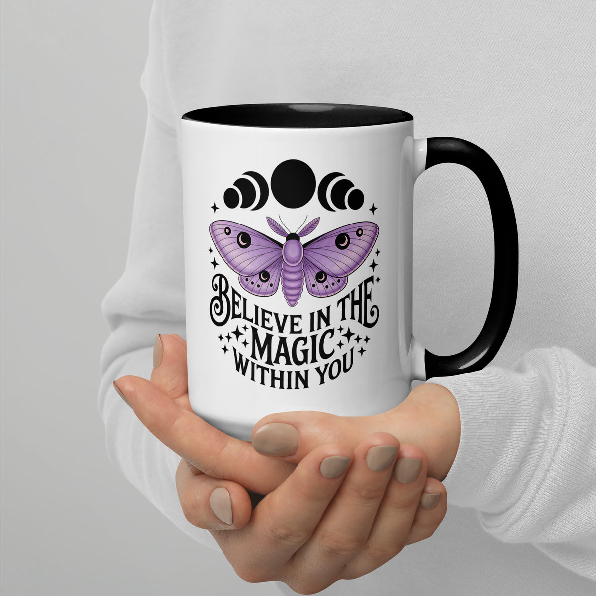 Believe in the Magic Within You Moth & Moon Accent Coffee Mug | Witchy Inspirational Gift - Spinsterly Co