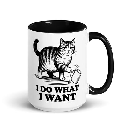 I Do What I Want Cat Knocking Mug Accent Coffee Mug | Funny Cat Lady Gift - Spinsterly Co