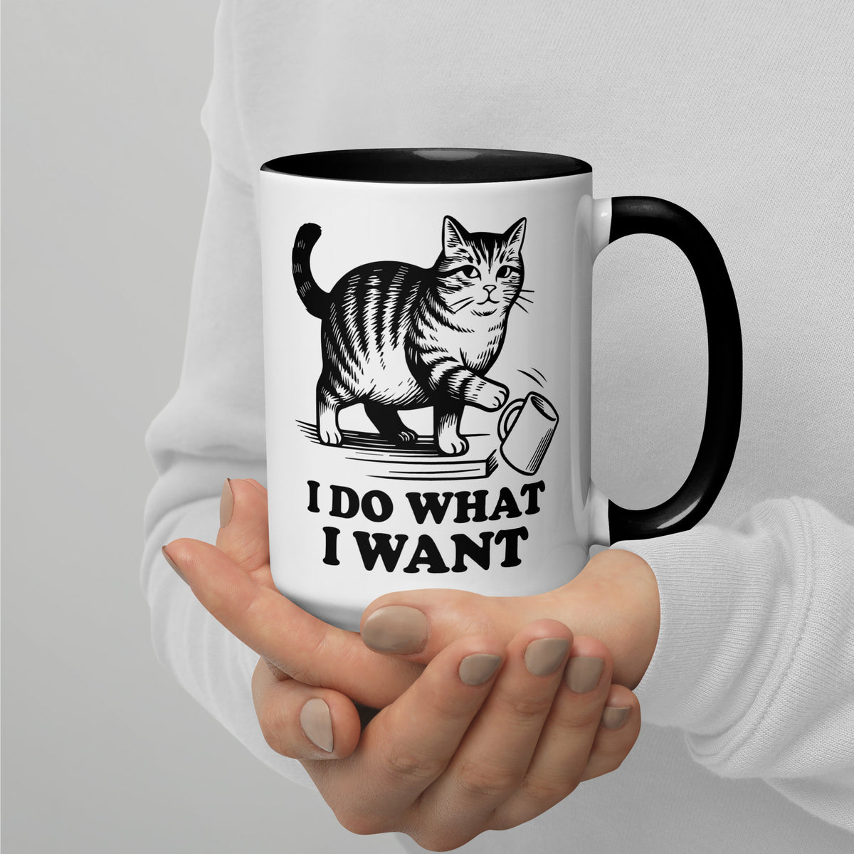 I Do What I Want Cat Knocking Mug Accent Coffee Mug | Funny Cat Lady Gift - Spinsterly Co