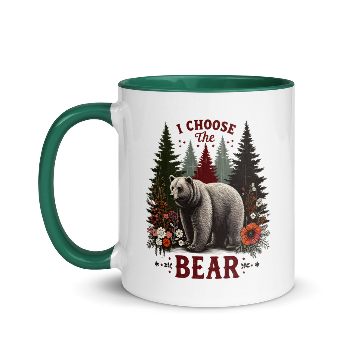 I Choose the Bear Forest Floral Accent Coffee Mug | Funny Feminist Outdoors Gift - Spinsterly Co