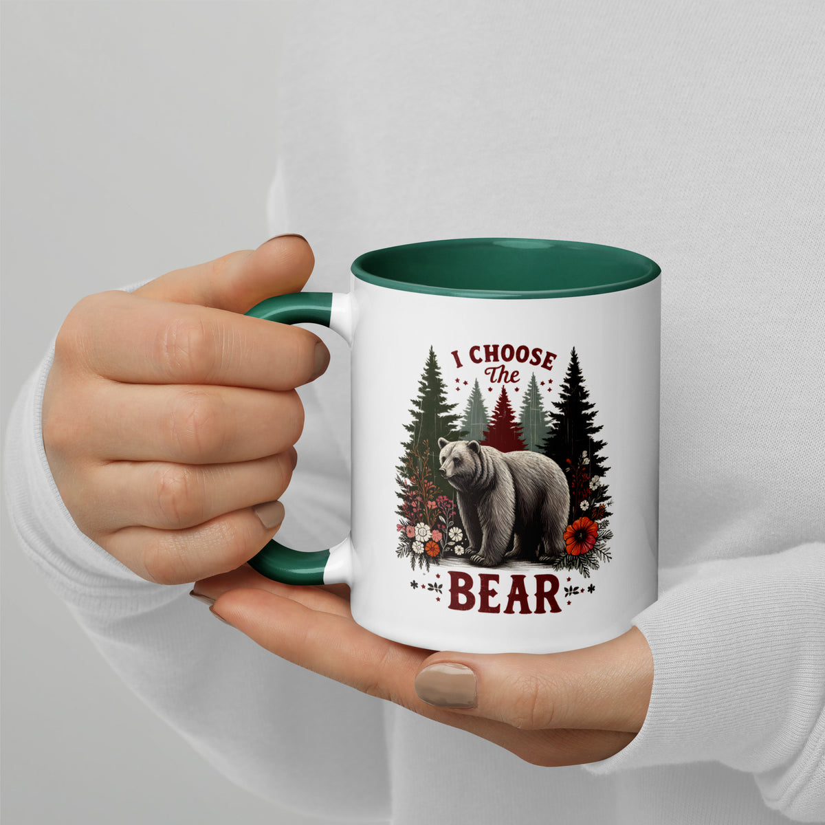 I Choose the Bear Forest Floral Accent Coffee Mug | Funny Feminist Outdoors Gift - Spinsterly Co