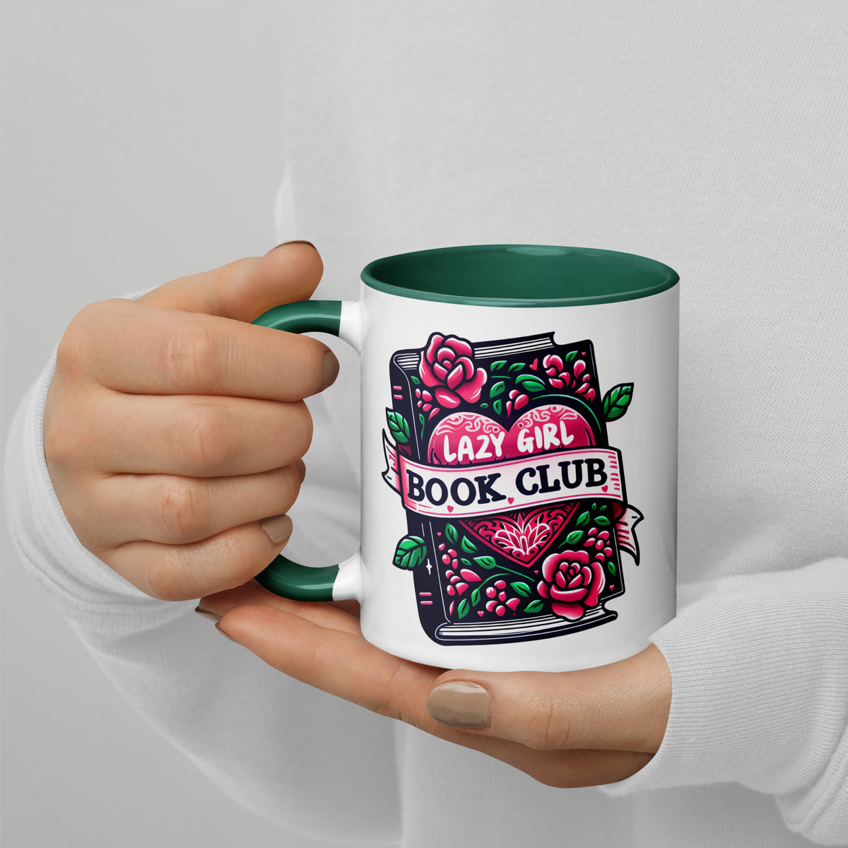 Lazy Girl Book Club Mug | Tattoo-Style Bookish Ceramic Mug - Spinsterly Co