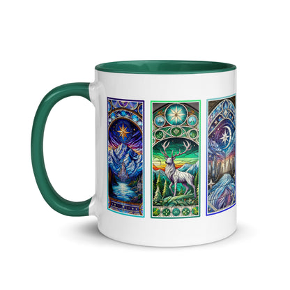 Stained Glass Fantasy Triptych Accent Coffee Mug | Dark Fantasy Romantasy Bookish Gift - Spinsterly Co
