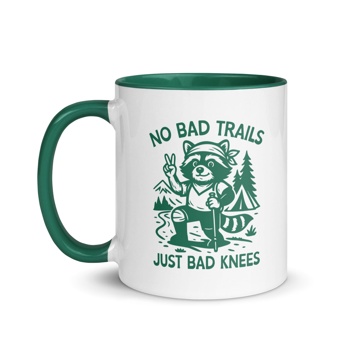 No Bad Trails Just Bad Knees Hiking Accent Coffee Mug | Funny Outdoor Hiker Gift - Spinsterly Co